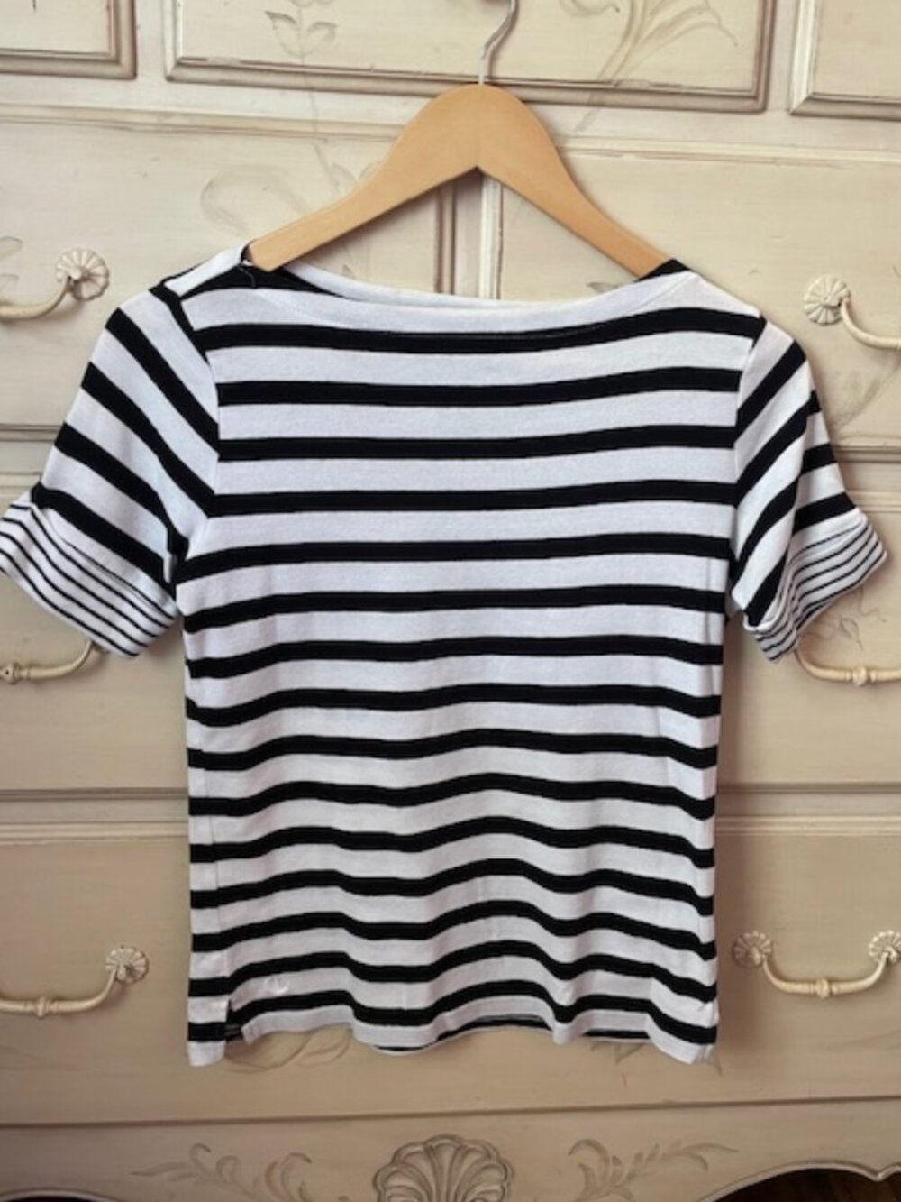Ralph Lauren Short Cuff Sleeved Boatneck Shirt- size petite small